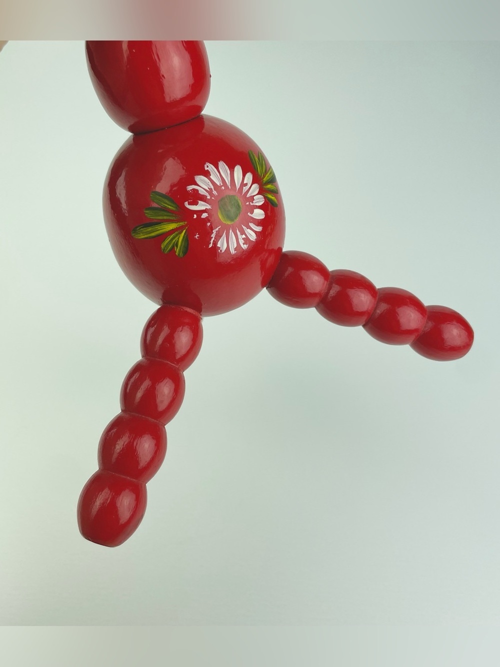 VTG Swedish 3 Armed Red Floral Candelabra Scandinavian Folk Art Candleholder - Picture 11 of 16